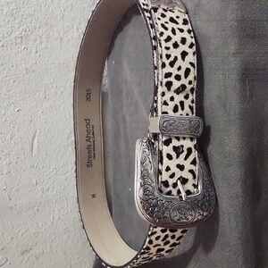Streets Ahead Black and White Leopard Print Western Buckle Belt